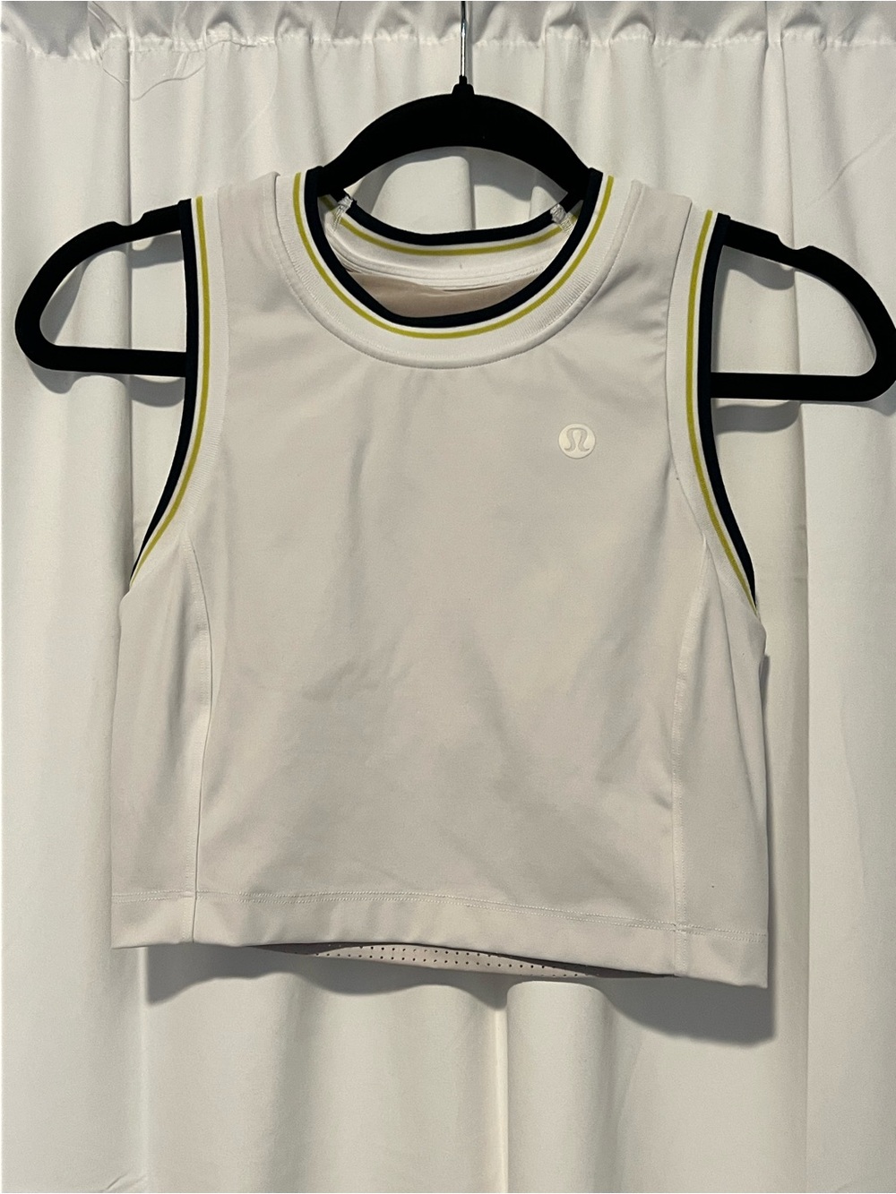 Lululemon Varsity Crop Tennis Tank in Vapor Navy & Green Sz 6 Lined Bra Mesh
